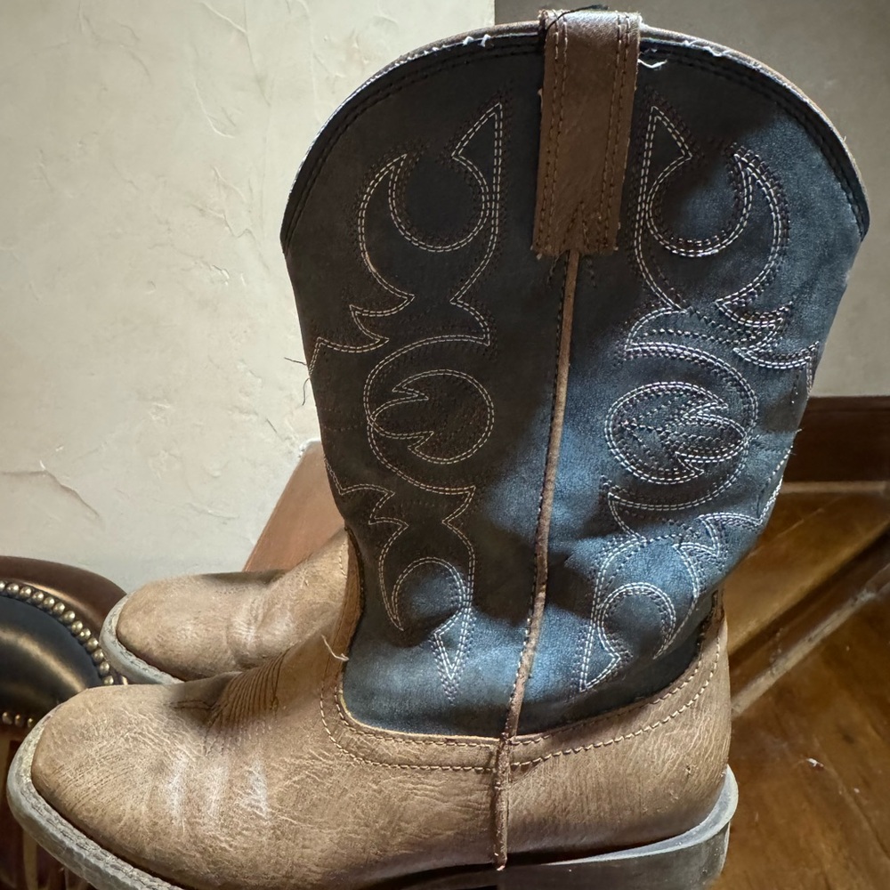 Brown and Navy Western Cowboy Boots